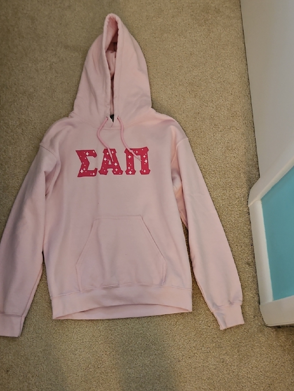 Gildan Light Pink Hoodie with Pink Drawcords